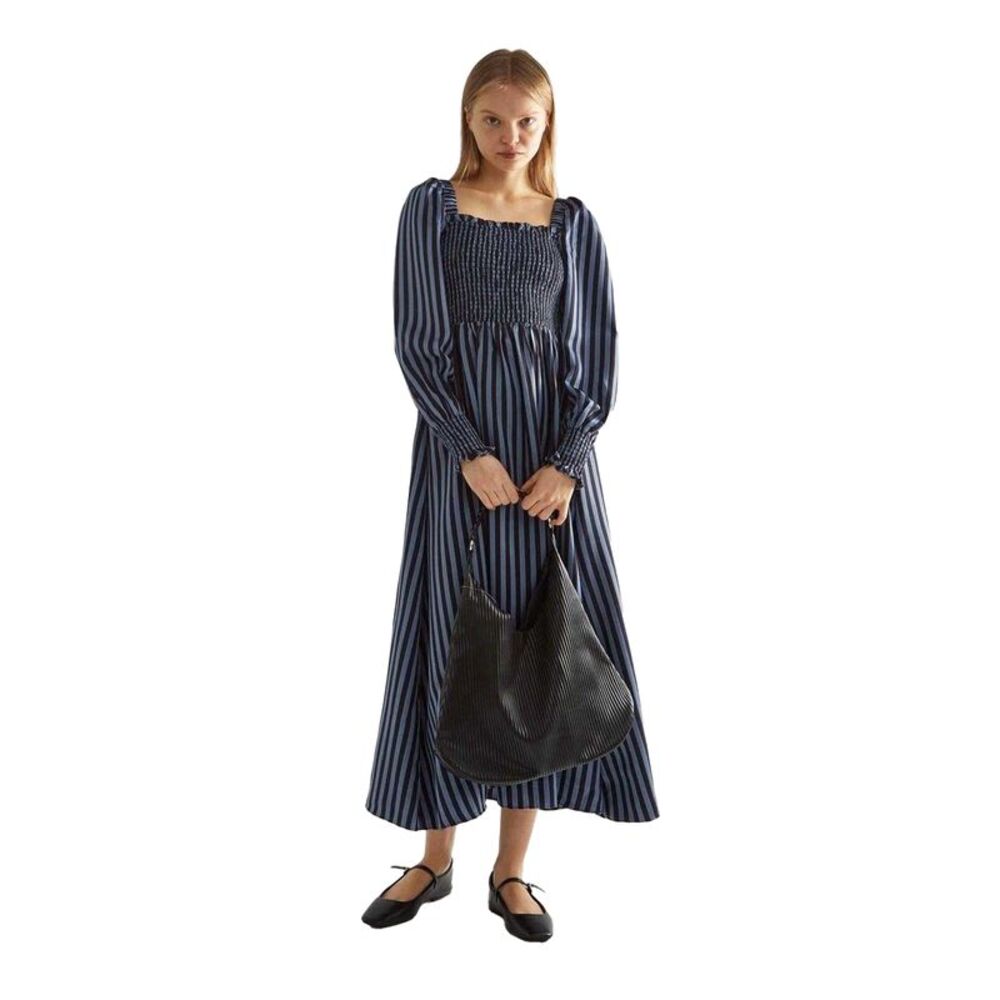 Glamorous Womens/Ladies Striped Shirred Midi Dress / Blue